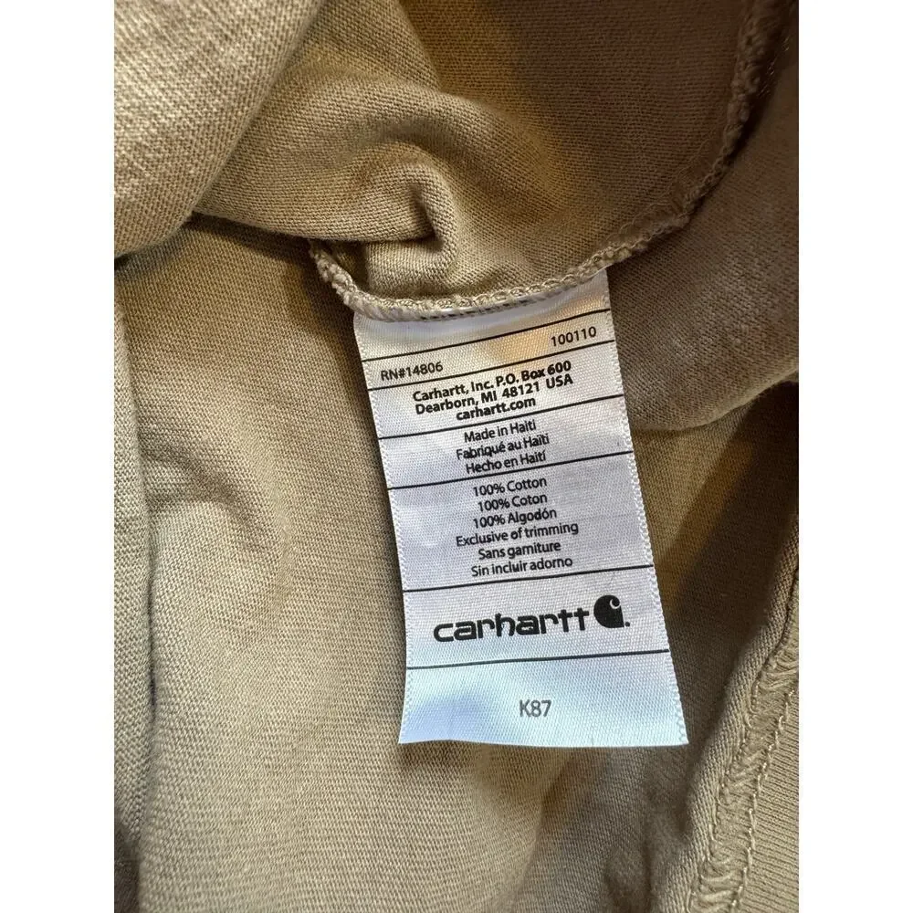 CARHARTT  Men's short sleeve  T-Shirt, Brown/Tan, size L, Cotton, Workwear